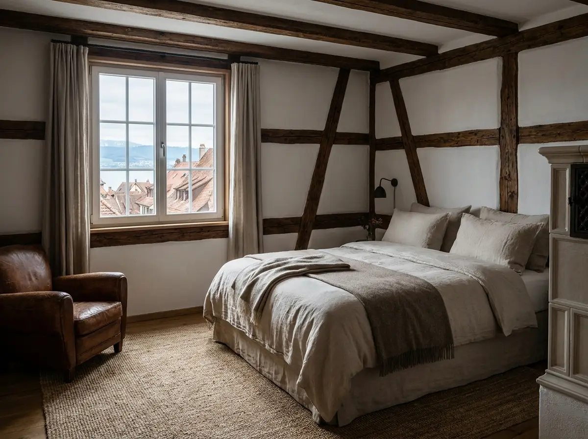 Historisches Fachwerkzimmer mit unsichtbarer Infrarot-Wandheizung
